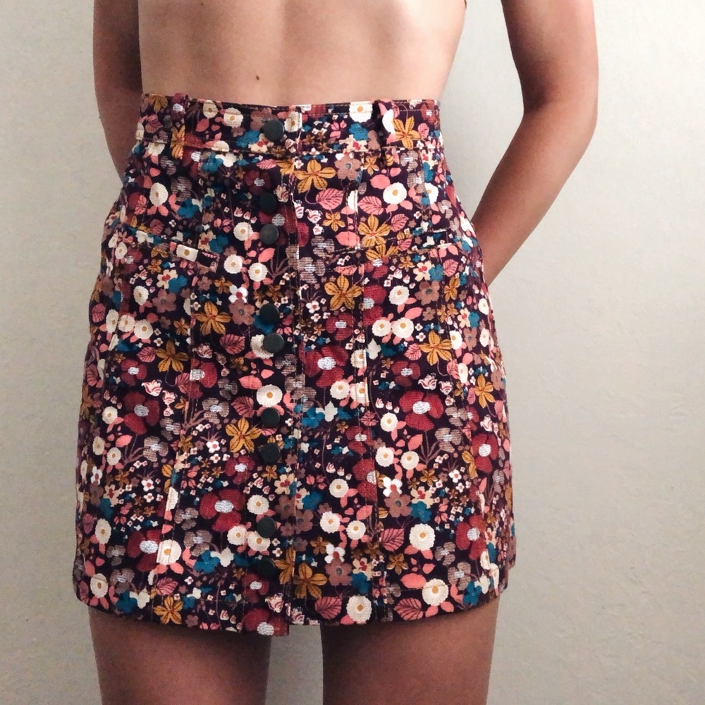 Floral Button Up Skirt